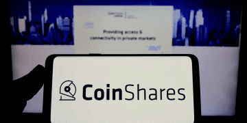 CoinShares Logo on phone
